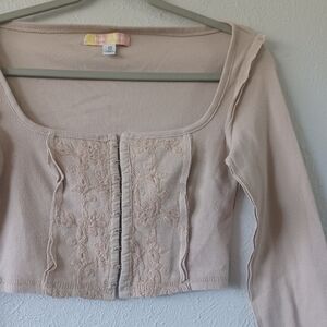 UO Urban Outfitters Leona Lace top Corset Long Sleeve